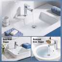 5-in-1 Bathroom Sink Stopper, 2 Pc Pop-Up Drain Stopper with Removable Hair Catcher, Anti-Clog Strainer, Odor Blocking & One-Way Flow Design, All Metal Brass Core & Stainless Steel, Fit 1.1"2.36"
