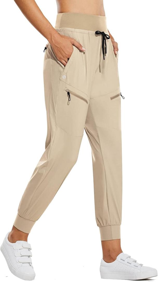 baleaf Women's Joggers Lightweight Hiking Pants High Waist 5 Zipper Pockets Quick Dry Travel Athletic UPF50+ (Medium)