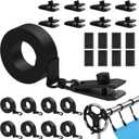 Goovilla 24 Pcs Pool Solar Cover Reel Attachment Kit, Inground Swimming Pool Solar Cover Straps and Clips, Weather Resistant Solar Blanket 8 Strap Kit with 8 Hooks and 8 Touch Fastener, Black