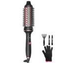 Thermal Brush for Blowout Look, 1.5 Inch Heated Round Brush for Loose Curl,Volumizing Ionic Curling Iron Wand, Hot Round Iron, Pink Gold