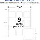 Avery Clean Edge Printable Square Cards with Sure Feed Technology, Rounded Corners, 2.5" x 2.5", White, 180 Blank Cards for Laser Printers (35703)