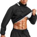 Junlan Sauna Jacket for Men Sweat Jacket Zipper Hoodie Sauna Suit for Workout (Large)