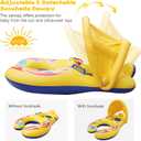 EEOCWF Mommy Baby Pool Float with Canopy Detachable, Interactive Parents Toddlers Swimming Ring, Inflatable Infant Pool Floaty Toddler Floats with Handle for Summer, Large