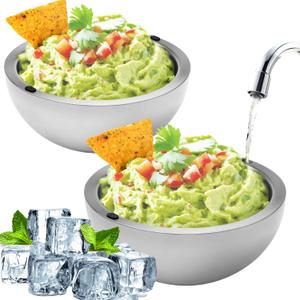 Di
Dip Chiller Bowl - Large 70oz Capacity - Frozen Ice Stainless Steel Party Serving Bowl - Insulated Dip Dish Platter Keeps Salsa, Guacamole, Condiments, Sauces, Salad & Food Hot or Cold (2 Bowls)