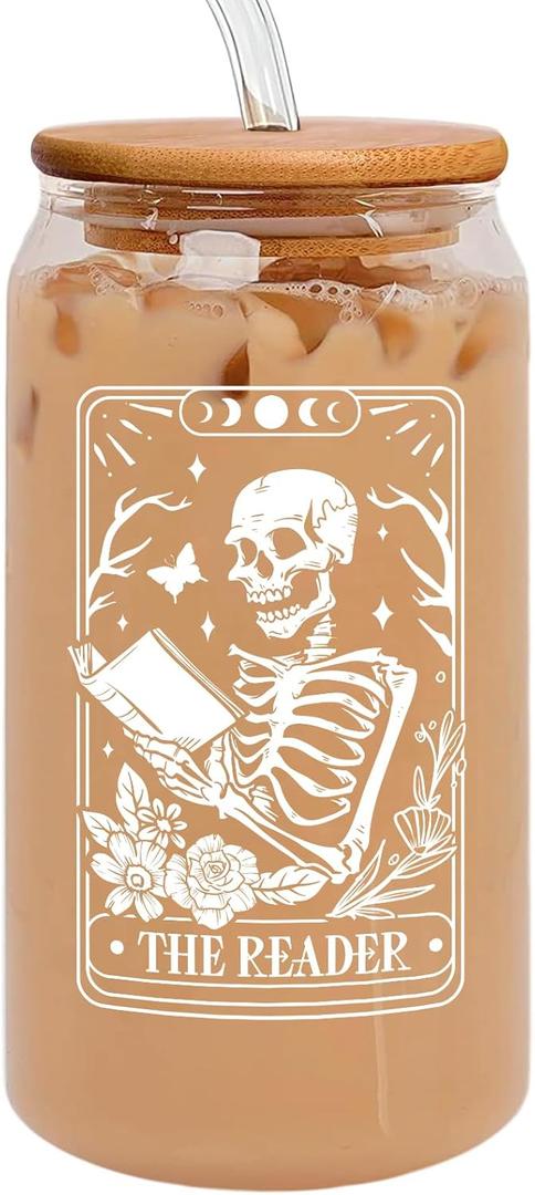 Haukea Book Lovers Gifts Bookish Gifts for Women Gifts for Book Lovers Gifts for Readers Book Lovers Women, Book Club Gifts Librarians Book Themed Gifts Accessories Book Cup, Skull Reader