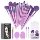 Makeup Brushes 22 Pcs Makeup Kit,Foundation Brush Eyeshadow Brush Make up Brushes Set (Purple, 22 Piece Set Large)
