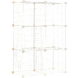 Amazon Basics 6 Cube Wire Grid Storage Shelves, Stackable Cubes, White, 14.6" D x 30.3" W x 44.8" H