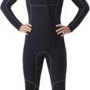 Hevto Men Wetsuits 3/2mm Neoprene Wet Suit Back Front Zip in Cold Water for Surfing Swimming Diving, L, M2-3/2mm-Front Zip-Black