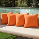 MIULEE Pack of 4 Decorative Outdoor Throw Pillow Covers Linen Waterproof Pillow Covers Farmhouse Cushion Cases for Patio Garden Tent Balcony Couch Sofa 16x16 inch Bright Orange