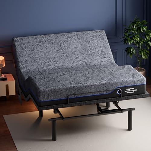 Marsail NS0 Adjustable Base with Mattress Set, Full Adjustable Bed Frame + 12-inch Cooling Gel Memory Foam Mattress, Dual Motor Bed Frame with Wireless Remote, CertiPUR-US Certified