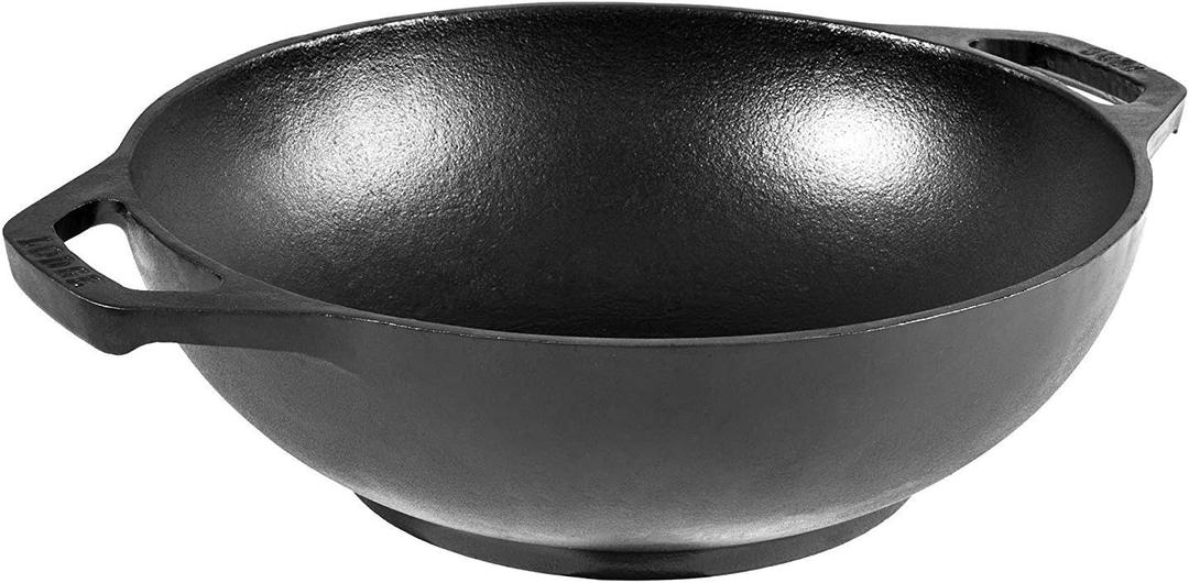 Lodge Pre-Seasoned Cast Iron WOK - Dual Assist Handle - Use in the Oven, on the Stove, or on the Grill - 6.25 Inch