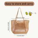 Mesh Beach Tote with Zipper Pockets,with a pair of Sunglasses