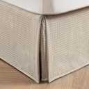 MIYE Pleated Waffle Weave Bed Skirt, Tailored Dust Ruffle 12 Inch Drop Easy Fit, Machine Washable,No Split Corners (Beige, King - 12" Drop)