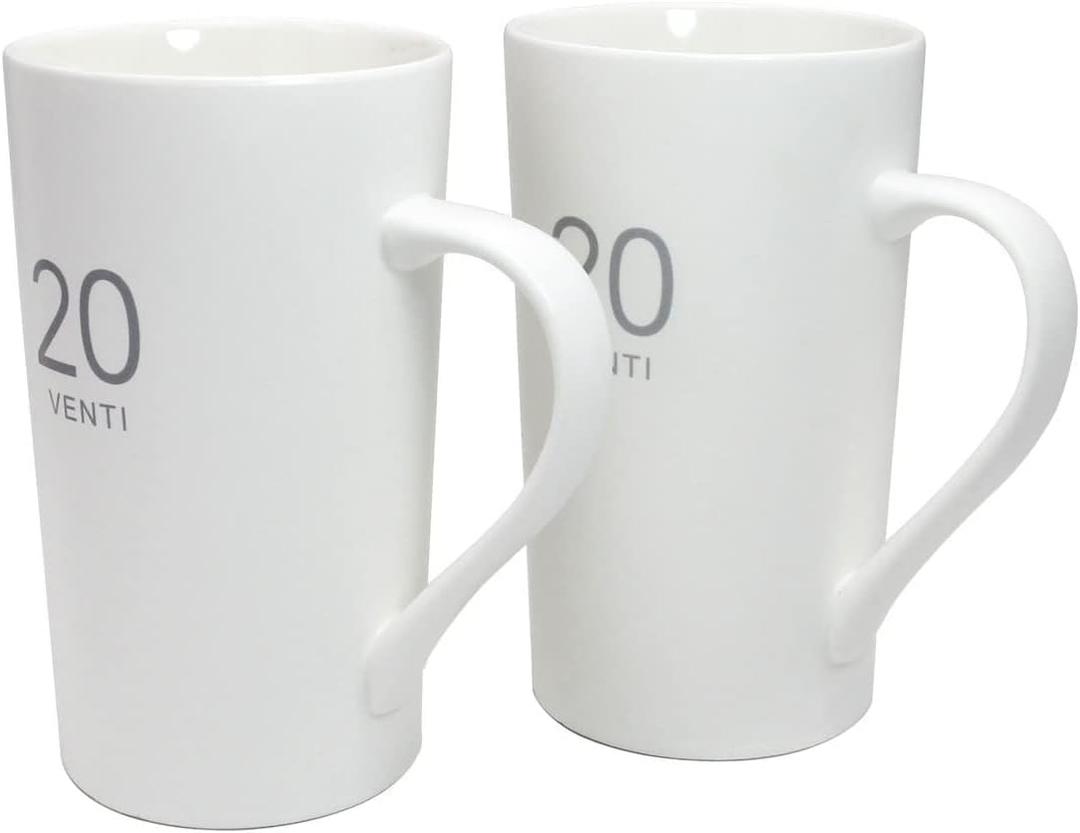 Number Large Coffee Mug Set of 2, Tall White Ceramic Coffee Cup, 20 oz Mug for Coffee, Cocoa, Latte, Milk, Tea (5-1xbkkfb-2pc)