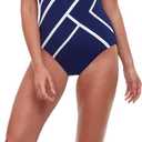 Gottex Mirage Women's Square Neck One Piece Swimsuit Essential with Soft Cups, Tummy Control, B Lining and Adjustable Straps (16, Navy/Wh)