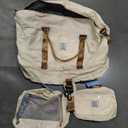 Travel Duffle Bag for Women,Weekender Overnight Bag with Shoe Compartment,Carry on Personal Item Travel Bag,3 Pcs Set,Beige & Brown