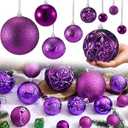 Soulchen 4 Size Purple Christmas Balls Ornaments Set 32 Pcs 1.57", 2.36", 3.15", 4" Shatterproof Hanging Xmas Balls Assorted Electroplate Christmas Decors for Xmas Holiday Party Wedding Home Decor