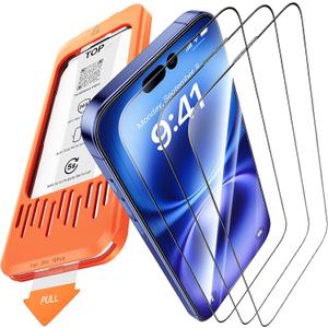 3-Pack for iPhone 16 Plus/15 Plus Screen Protector, 9H+ Tempered Glass, Scratch & Drop Resistant, Smooth & Clear, Easy Installation, Case Friendly, Full Coverage
