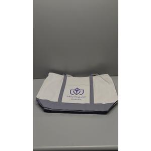 Large Canvas Tote Bag Heavy Duty Roomy Zipper Grocery Shopping Beach Bag Handbag - Beige/Gray 2pcs