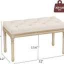 Yusong Upholstered Bench, Bedroom Bench for End of Bed, Piano Bench with Button Tufted Padded Seat for Living Room, Dining, Entryway, Shoe, Vanity Foot-Stool with Carved Wood Legs, Beige, 31.50''*15.75''*18.89''
