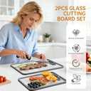 Glass Cutting Board for Kitchen, 2Pcs Tempered Glass Chopping Board with Non-Slip Edges, Dishwasher Safe Clear Cutting Board Set for Countertop, Heat & Shatter Resistant, Gray 15"11" & 13"9"