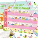 Daily Planner for Kids - Magnetic Behavior Board Calendar with 195 Magnets, Storage Bag, Cord & Pen - Daily Routine and Chore Chart - Visual Schedule for Kids 3+ Year Old (Animal Theme)