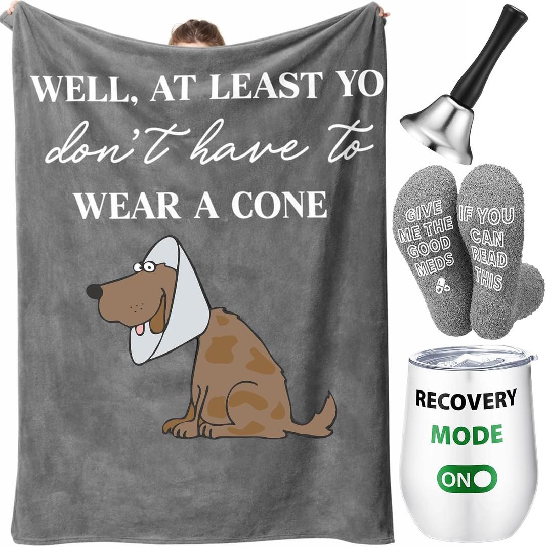 Frienda 4 Pcs Get Well Soon Gift for Men, Funny After Surgery Gifts Basket, Chemo Care Package for Sick Friends Dad Brother (Gray)