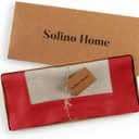5 x Solino Home Linen Table Runner 36 Inches - 100% Pure Linen Red and Natural Small Table Runner 14 x 36 Inch Ideal for Dresser and Coffee Tables - Mothers Day, Winter - Contempo