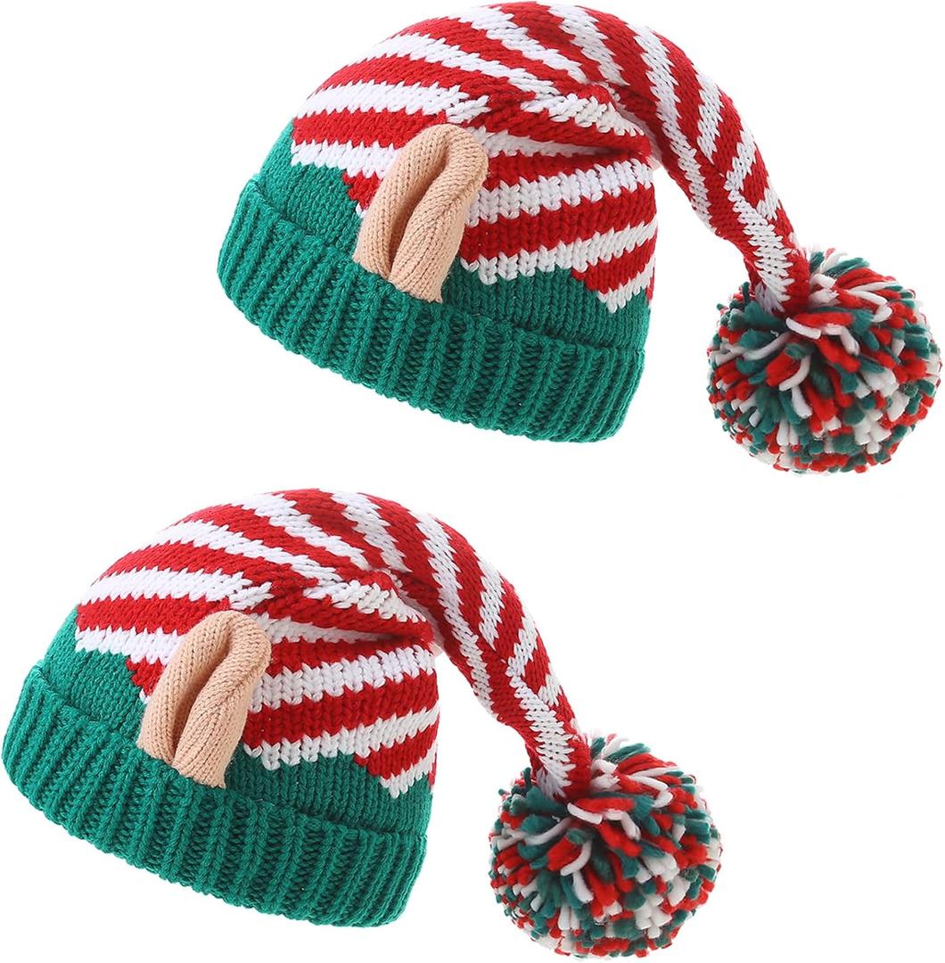Moon Kitty Christmas Elf Hat Upgraded Christmas Hat Adults Elf Beanie Party Hat for Holiday,New Years and Christmas (Child Size, 2pcs Christmas 3)