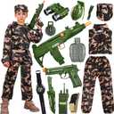 Army Costume for Boys, Halloween Costumes for Kids, Military Costumes with Accessories, Compass, Binocular, Intercom Etc, Army Suit Uniform Gifts Toy for Boys Girls 3-12 (Large)