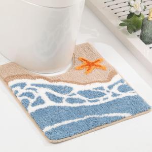 Cute Ocean Bathroom Rug Super Absorbent Bath Mat Machine Washable and Non Slip Fluffy Carpet for Shower, Bedroom and Living Room (22"x20", Shore)