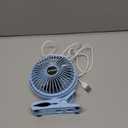 BESKAR Clip on Fan, Portable Small Desk Fans with Strong Airflow, 3 Speeds with Personal Fans Sturdy Clamp, Quiet Desk Fan & Clip Fan with USB Cord Powered - No Battery (Sky Blue)