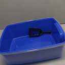 IRIS USA Large Cat Litter Box with Scatter Shield and Scoop, Open Top High Sided Cat Litter Pan, Blue (1-Pack)