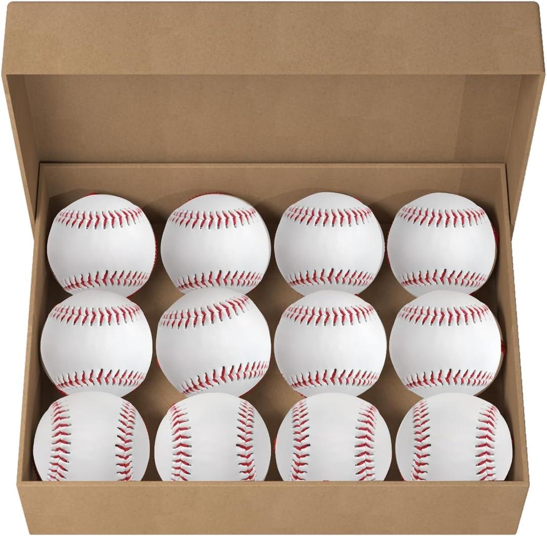Unmarked Adult Baseballs, Standard Practice Baseball Size 9 Inch, Blank Baseballs Tball Balls for High School League Training, Pitching, Throwing and Autograph (2Pack, 4 Pack, 12 Pack)