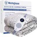 Westinghouse Heated Throw Blanket, Grey Leopard Electric Throw Blanket, Luxury Faux Fur to Flannel Reversible, 6 Heating Levels & 2-10 Hours Time Setting, Machine Washable(Throw, 50"x60")