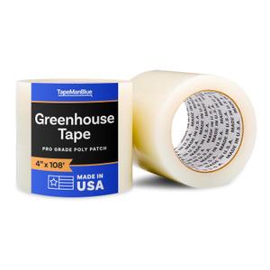 4" x 108' Roll of Greenhouse Repair Tape, Made in USA, Heavy Duty Clear Poly Patch Tape for Repairing Greenhouses and Plastic Sheeting, UV Resistant Polyethylene Film for Seaming & Splicing
