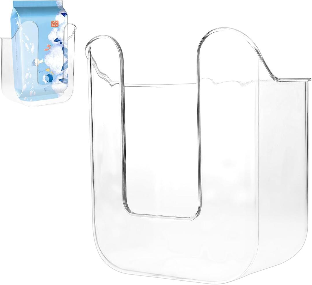 Kitchen Wipes Storage Wall-Mounted Tissue Box Non-Slip Flushable Wipes Holder Clear Dispenser Self-Adhesive Container for Bathroom Kitchen Bedroom Toilet Home