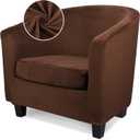 Treaful Chair Cover for Living Room, 2 Piece Barrel Club Chair Slipcover with Chair Cushion Cover, High Stretch Velvet Armchair Barrel Chair Slipcover Washable Furniture Protector for Living Room (Brown)