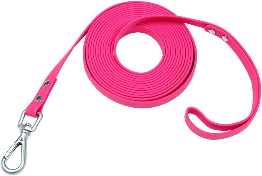 Long Dog Leash Waterproof Recall Training Lead Outdoor Long Line Great for Training, Beach, Play, Camping, or Backyard (5ft, pink)