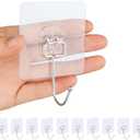 2 x Heavy Duty Adhesive Wall Hooks, Stainless Steel Sticky Hooks for Hanging, Towel & Coat Hooks Wall Mount, Waterproof Bathroom Hooks, Door Hooks for Hanging, No Drill, 44 lbs(Max) (10PC)