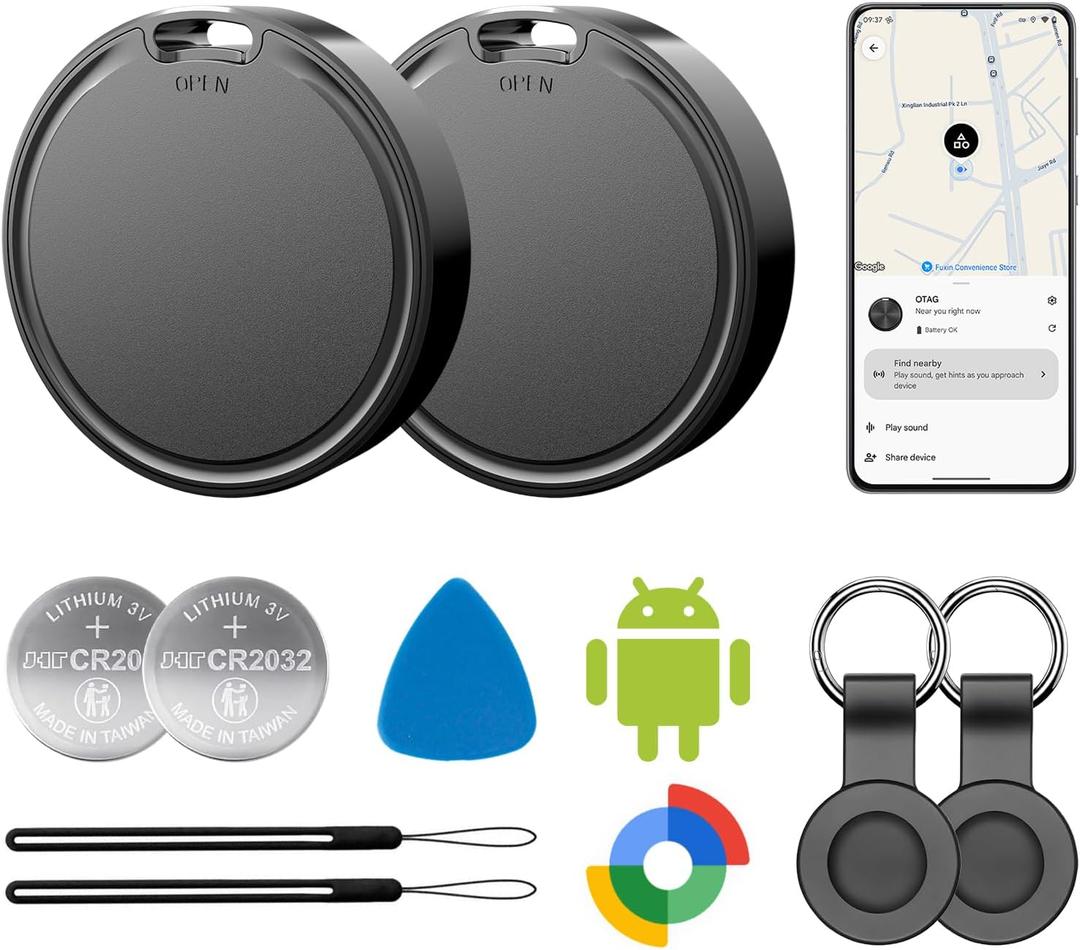Air Tags for Android,Air Tags-2 Pack Android,Air Tracker Tags with 2 Case,2 Year Battery Life,Google Find Trackers for Google'S Find Hub App,IP65 Waterproof Luggage Tracker Tags for Keys