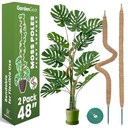 1Pack 48'' Bendable Moss Pole Monstera Plant Support for Climbing Indoor Plants - Stakes for Potted Climbers - Tall Sticks Indoor Trellis for Houseplants - Accessories for Monstera Pot