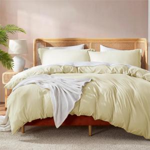 Nestl Twin Duvet Cover Set with Comforter Insert - Vanilla Yellow 3 Piece 68x90 Duvet Cover & 1 Pillow Sham with White Quilted Down Alternative Comforter, Ultra Soft, All Season