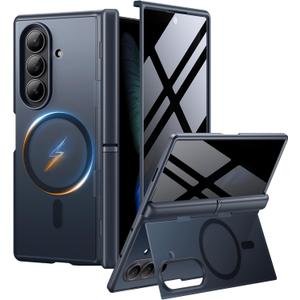 MOBOSI for Samsung Galaxy Z Fold 7 Case with Privacy Screen Protector, [Compatible with Magsafe], [Built-in Kickstand & Full Body Hinge Protection] Magnetic Slim Phone Case for Z Fold7, Jet Black