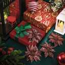 Jetec 30 Pcs Brown Christmas Poinsettia Flowers Artificial Tree Decoration Glitter Poinsettia Flowers for Christmas Tree Ornaments Wreaths Floral Holiday Decor