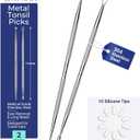 Oravix Tonsil Stone Remover Tool Pack of 2, Metal Tonsil Stone Removal Tool, 7 Surgical-Grade Stainless Steel Metal Pick with 10 Soft Silicone Tips, Fight Bad Breath, Safe & Easy