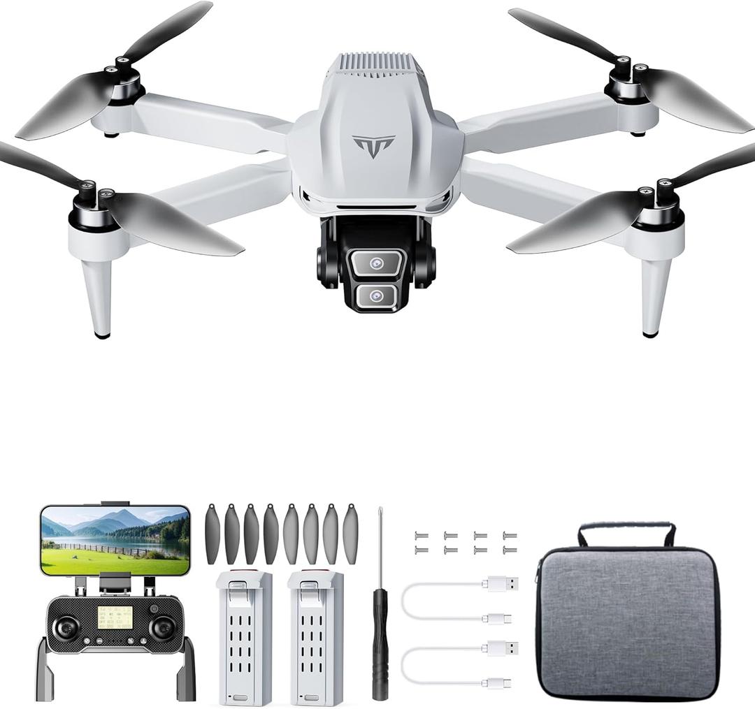 GPS Drone with Dual 4K UHD Cameras for Beginners, Adults & Kids, Brushless Motor, WiFi FPV, Under 249g, SD Card Slot (Card Not Included), 50-Min Flight, 2,625ft Range, Auto Return, 5G Transmission, Altitude Hold, Foldable  RC Quadcopter Gift