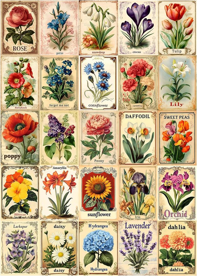 Retro Flower Collage Puzzles for Adults 1000 Pieces, Nature Plant Vintage Floral Art Jigsaw Puzzles, Spring Beautiful Colorful Challenging for Adults