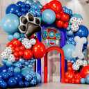 ALL-IN-1 Paw Balloon Arch & Garland Kit with BONUS Dog Bone  Small and Large Red, Dark Blue Paw Balloons  Paw Birthday Party Decorations & Supplies  Boy