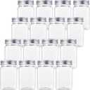 Bekith 16 Pack Clear Plastic Jars with Lids, 13oz Airtight Container for Food Storage, Refillable Square Empty Plastic Jars for Dry Food, Peanut Butter, Honey and Jam Storage